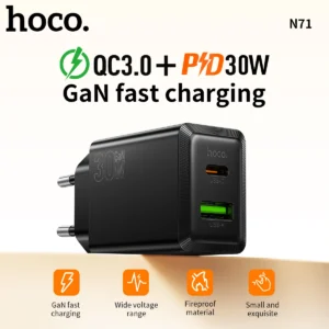 Carregador GaN 30W USB-C + USB-A HOCO N71