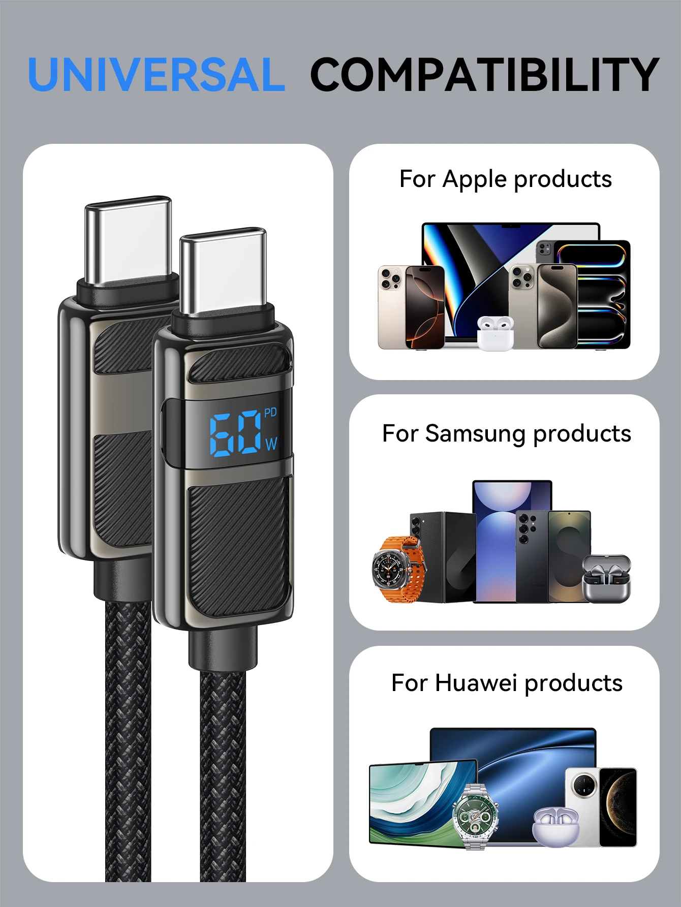 Cabo USB-C 60W HOCO U137 com Display LED - Imagem 14