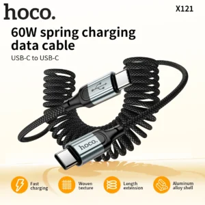 Cabo Espiral USB-C HOCO X121 60W com Carregamento Rápido