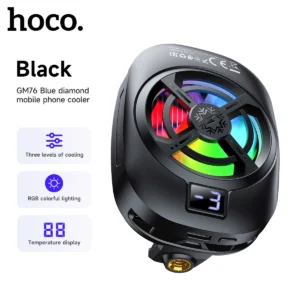 Cooler Magnético para Celular HOCO GM76 com Display e RGB - Preto