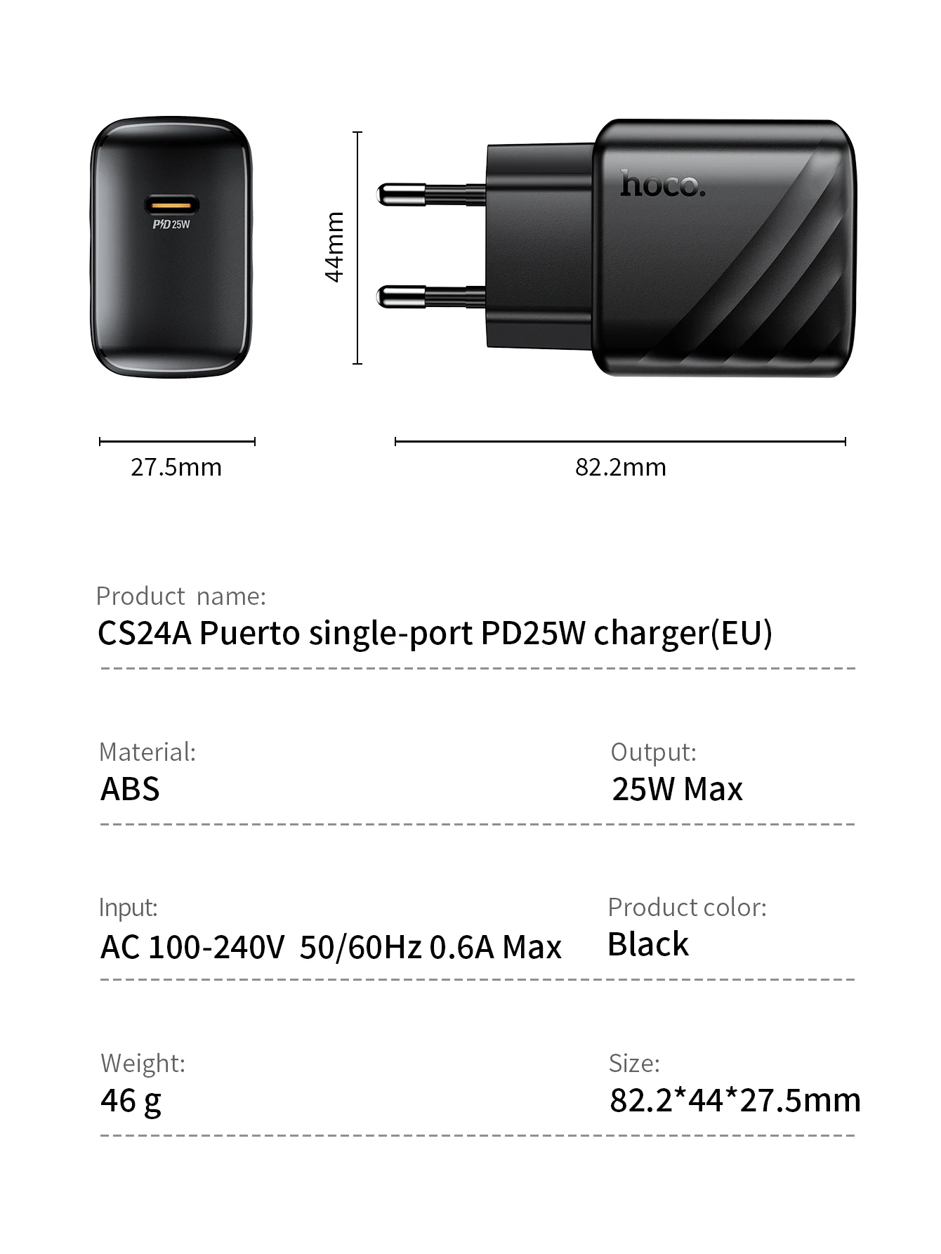 Carregador HOCO CS24A USB-C PD25W com Carregamento Rápido - Imagem 14