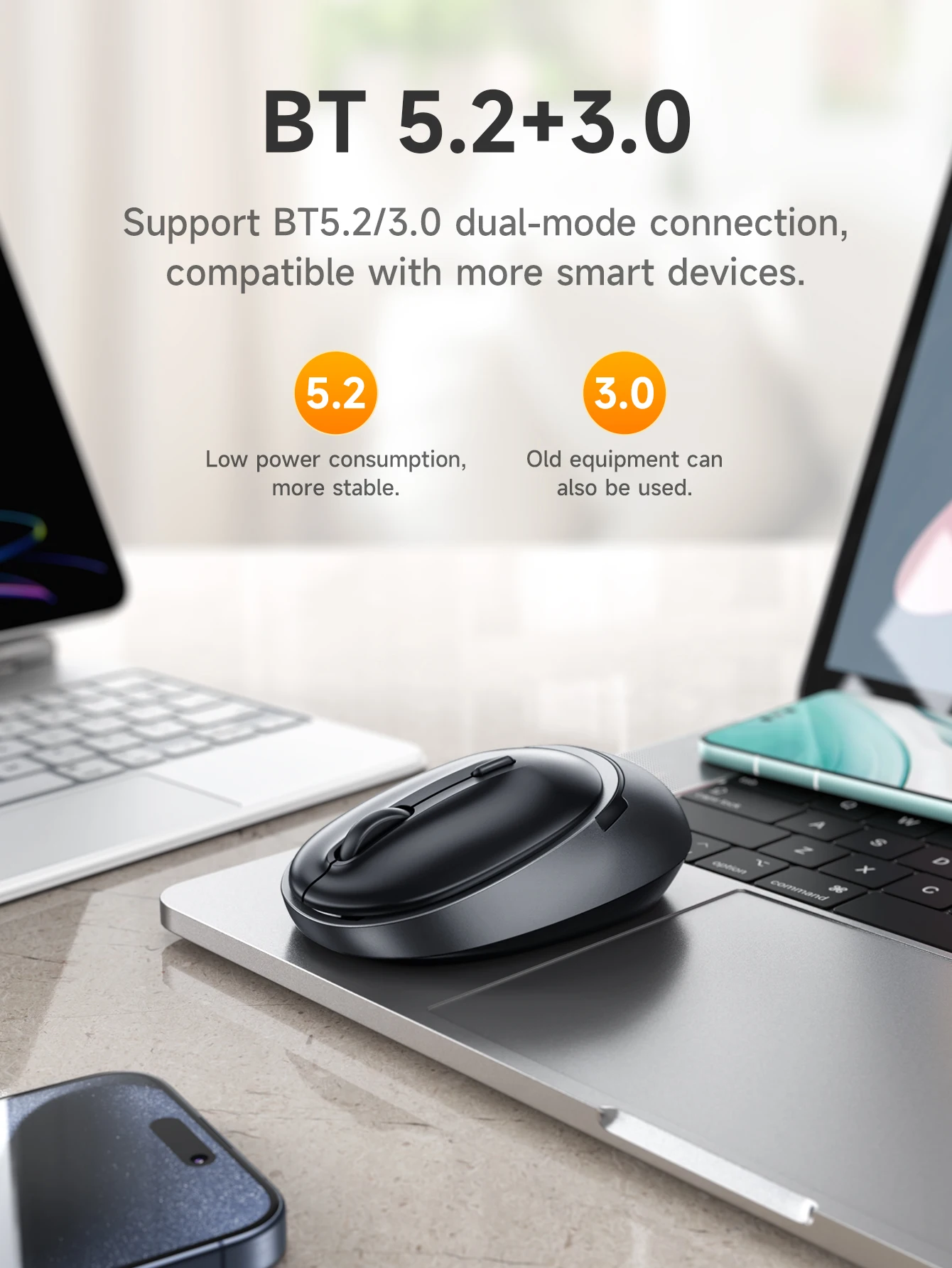 Mouse Sem Fio HOCO GM34 Bluetooth 5.2 + 2.4G Silencioso 1600DPI - Imagem 9