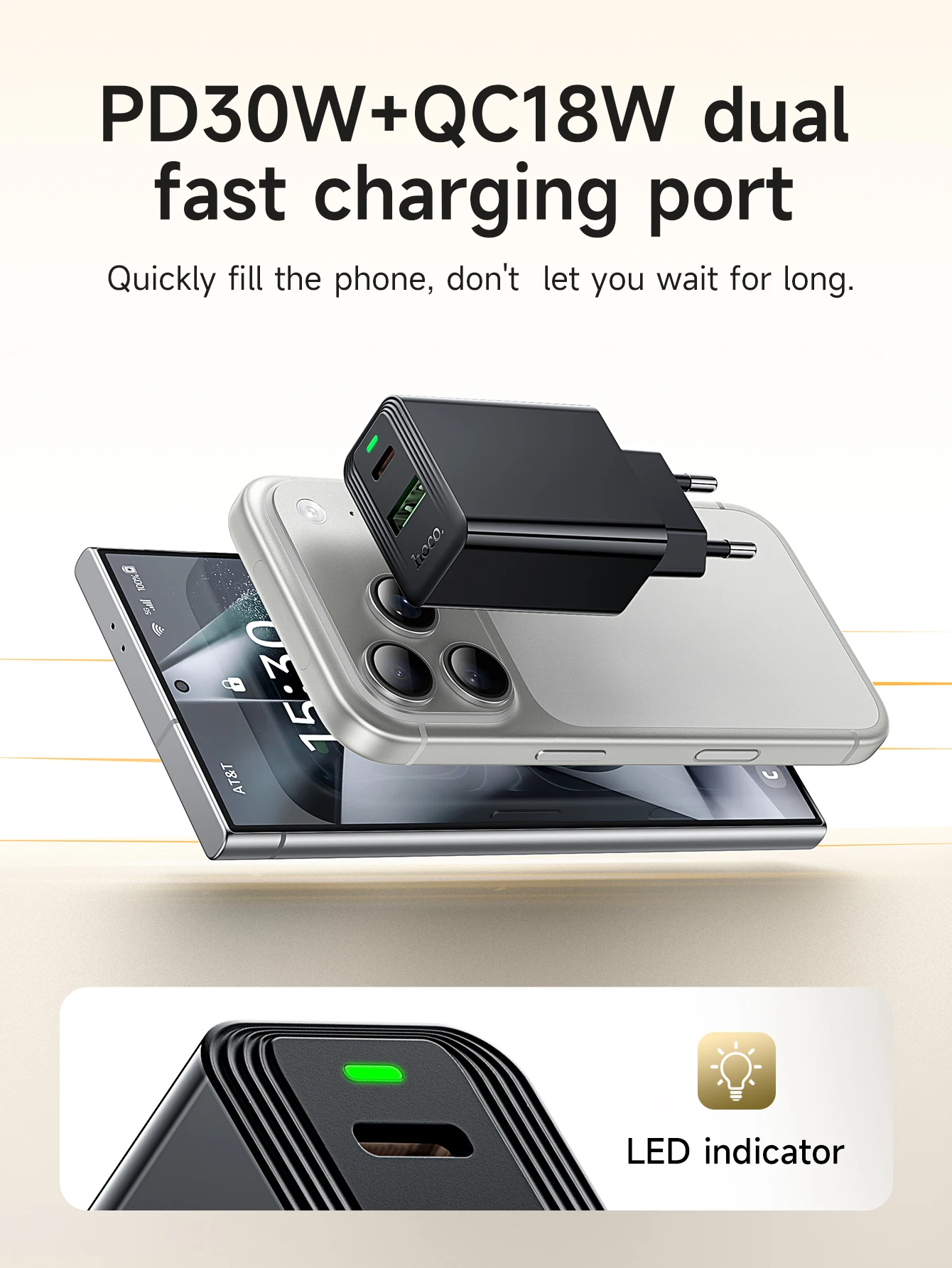 Kit Carregador Turbo HOCO CS95A GaN 30W com Cabo USB-C - Imagem 5
