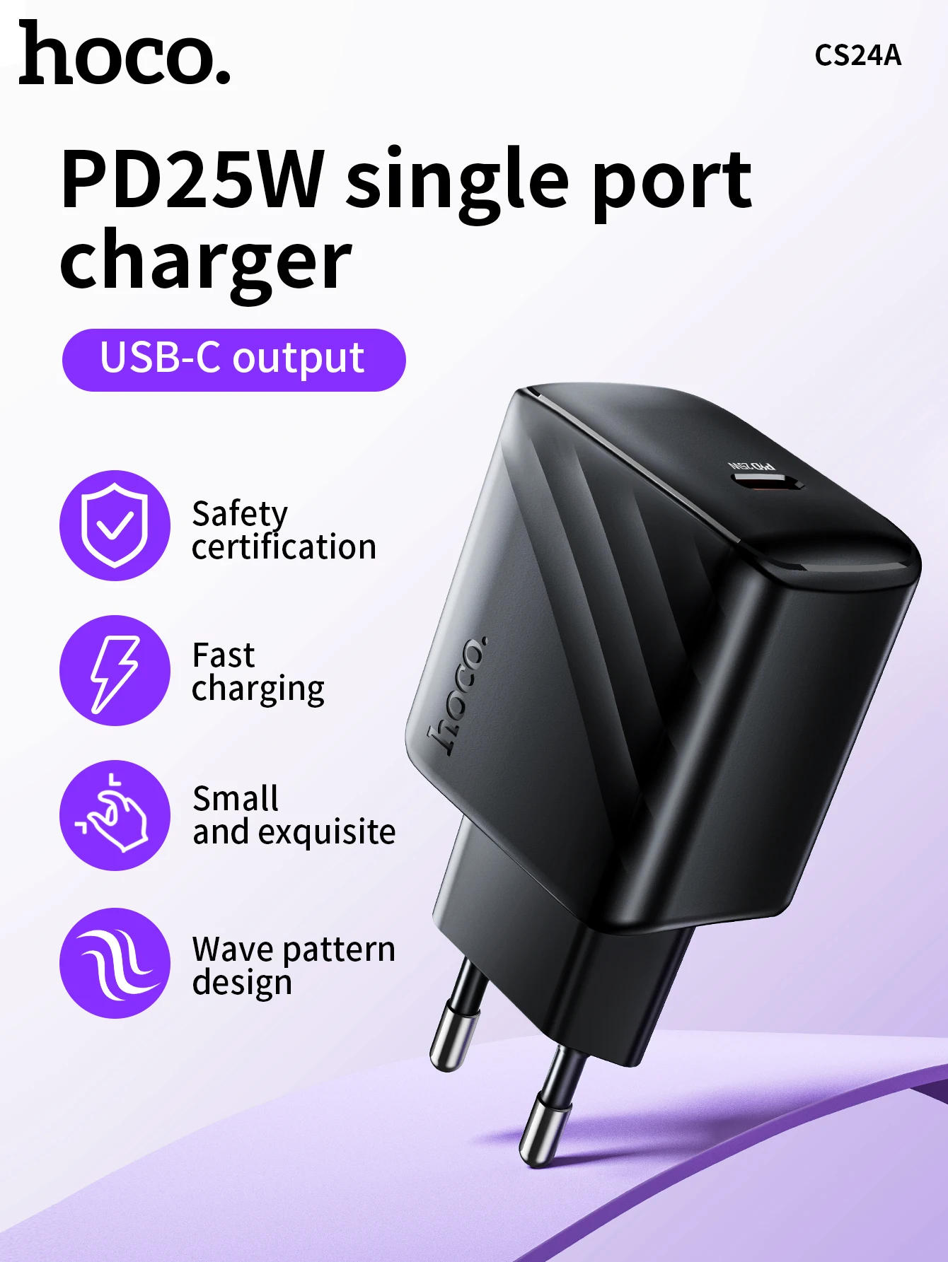 Carregador HOCO CS24A USB-C PD25W com Carregamento Rápido - Imagem 7
