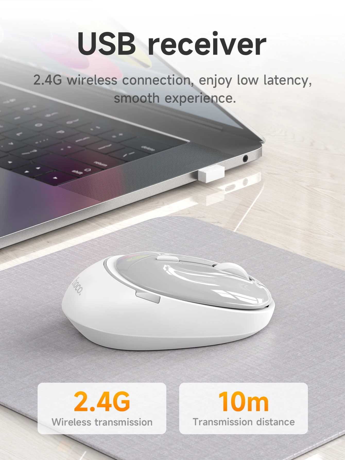 Mouse Sem Fio HOCO GM34 Bluetooth 5.2 + 2.4G Silencioso 1600DPI - Imagem 8
