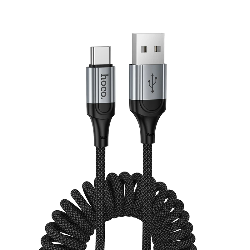 Cabo Espiral USB-C HOCO X121 60W com Carregamento Rápido - Cabo USB A para C