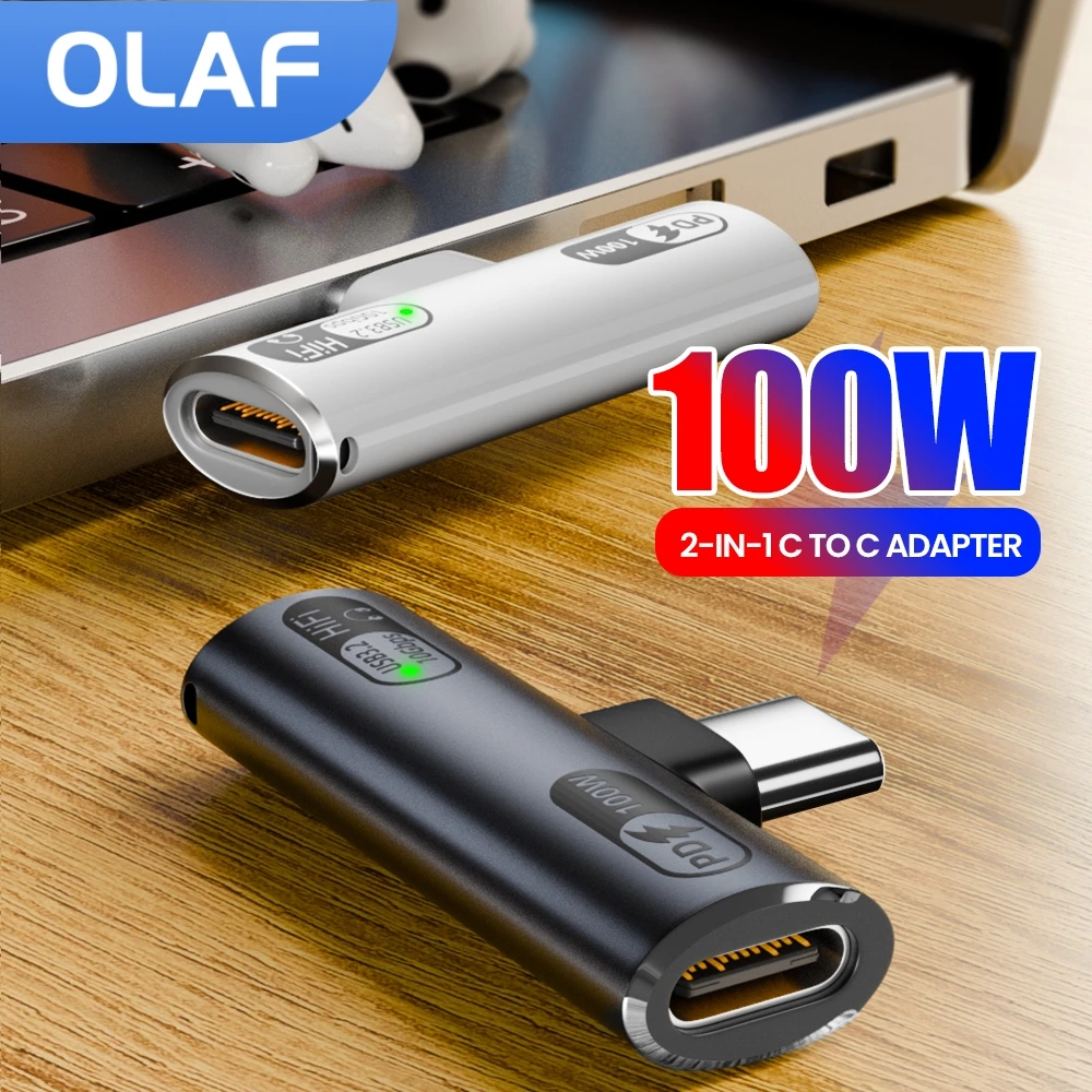 Adaptador USB-C OLAF 2 em 1 Áudio e Carregamento 100W