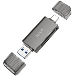 Leitor de Cartão HOCO HB39 USB-C 3.0 para SD e microSD - Preto