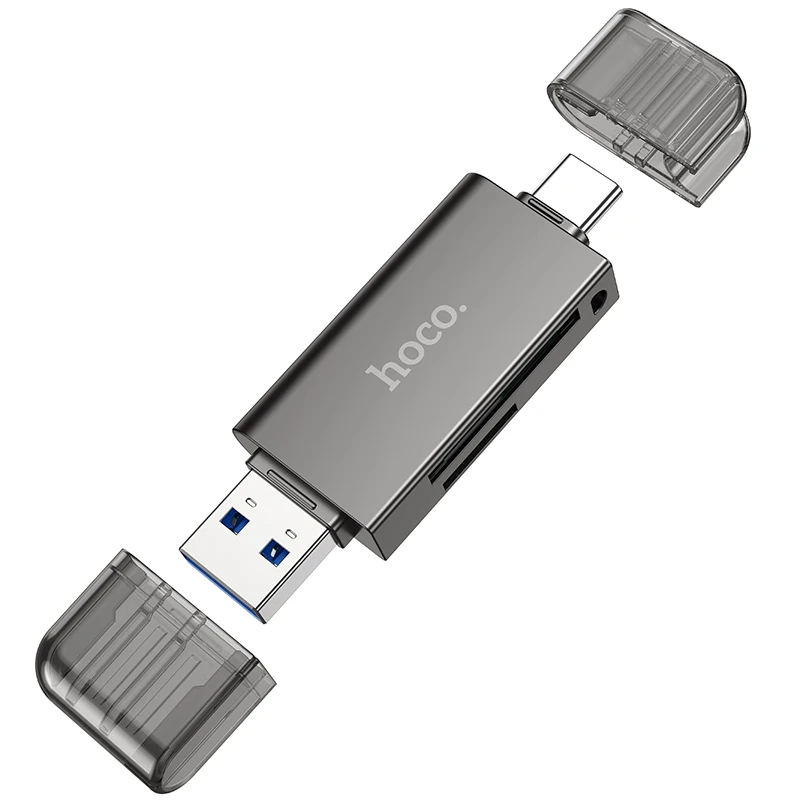 Leitor de Cartão HOCO HB39 USB-C 3.0 para SD e microSD - Preto
