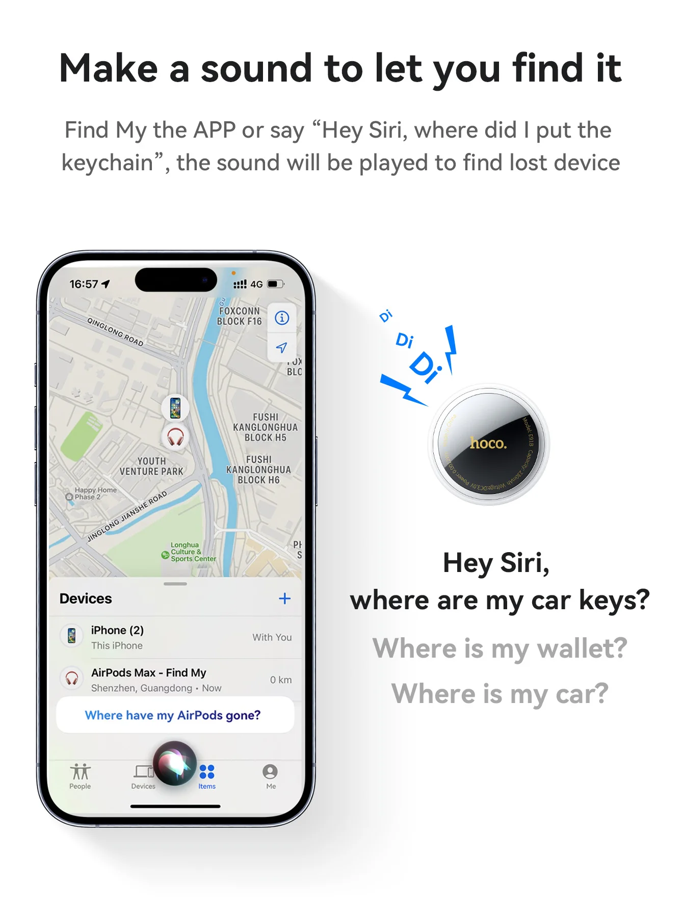Rastreador Inteligente HOCO E91B Adesivo Compatível com Apple Find My - Imagem 13