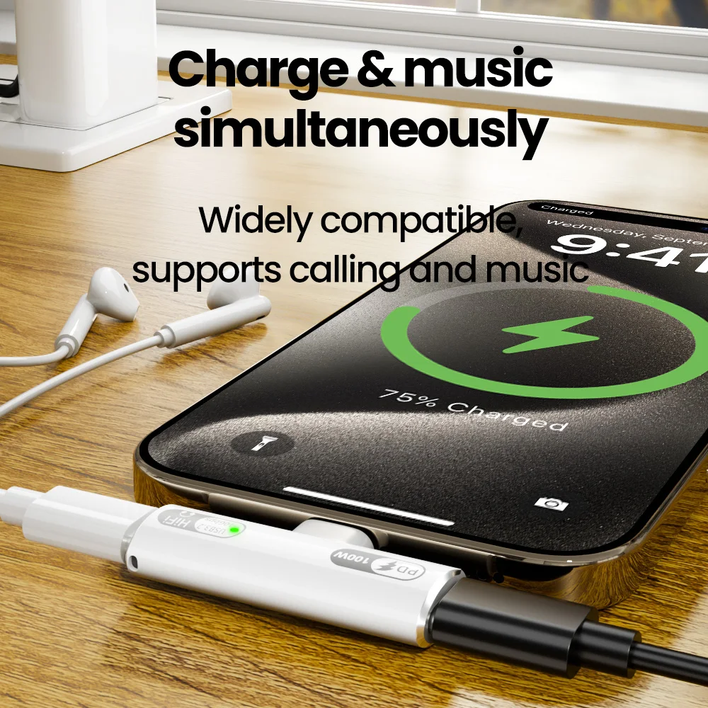 Adaptador USB-C OLAF 2 em 1 Áudio e Carregamento 100W - Imagem 2