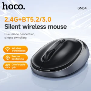 Mouse Sem Fio HOCO GM34 Bluetooth 5.2 + 2.4G Silencioso 1600DPI