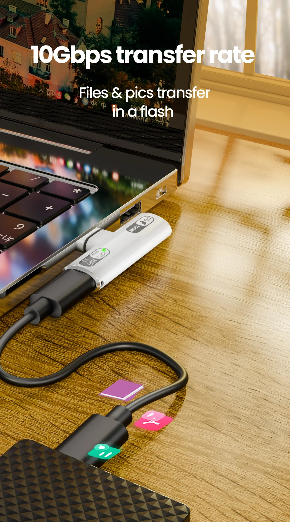 Adaptador USB-C OLAF 2 em 1 Áudio e Carregamento 100W - Imagem 10