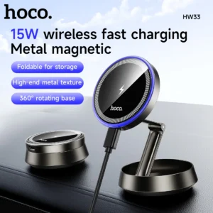 Suporte Veicular Magnético com Carregamento Sem Fio HOCO HW33 15W
