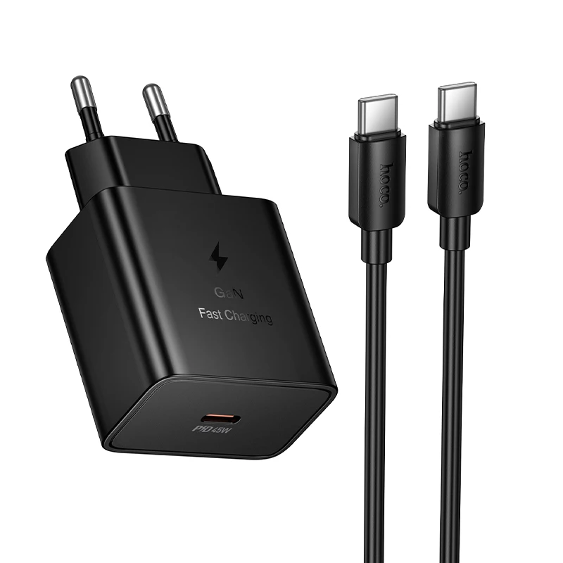 Carregador USB-C GaN 45W HOCO N77 com Cabo Tipo-C - Tipo de plugue: com cabo C para C