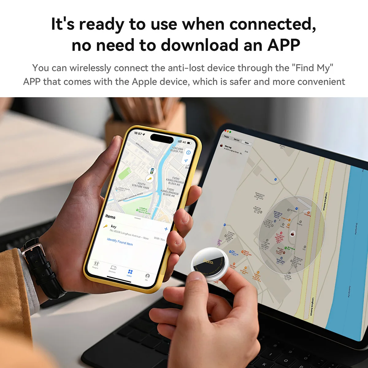 Rastreador Inteligente HOCO E91B Adesivo Compatível com Apple Find My - Imagem 4