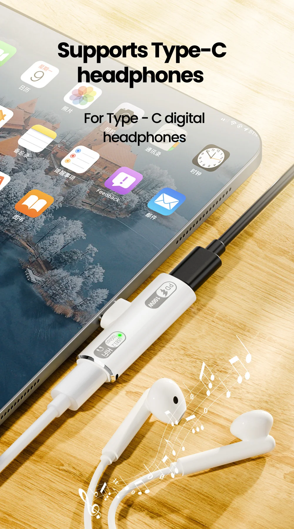 Adaptador USB-C OLAF 2 em 1 Áudio e Carregamento 100W - Imagem 11