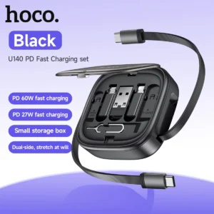 Kit de Cabos Retrátil 6 em 1 HOCO U140 com Carregamento Rápido 60W