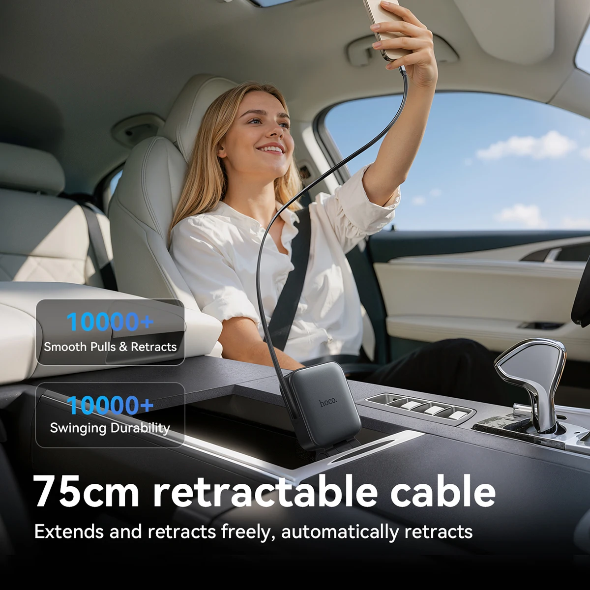 Carregador Veicular HOCO Z67 60W com Cabo USB-C Retrátil - Imagem 12