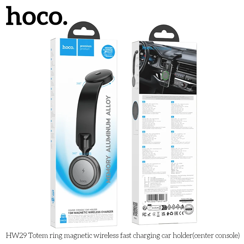 Carregador Veicular Magnético HOCO HW29 Sem Fio 15W - Imagem 14
