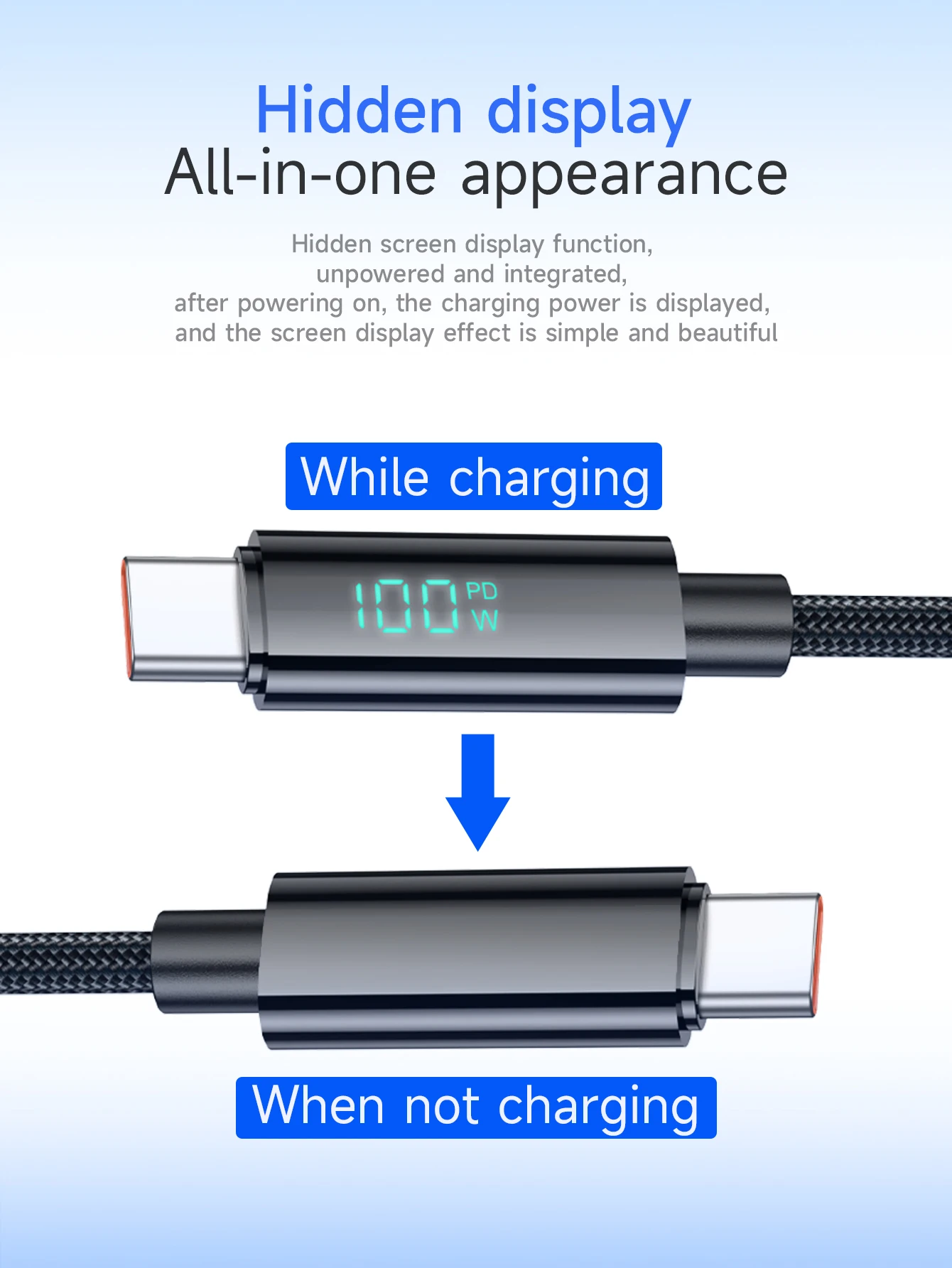 HOCO U125 Cabo USB-C para USB-C 100W com Display Digital LED - Imagem 11