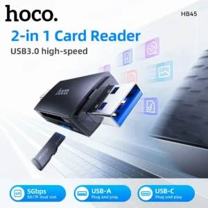 Leitor de Cartão 2 em 1 HOCO HB45 USB-A e USB-C 3.0