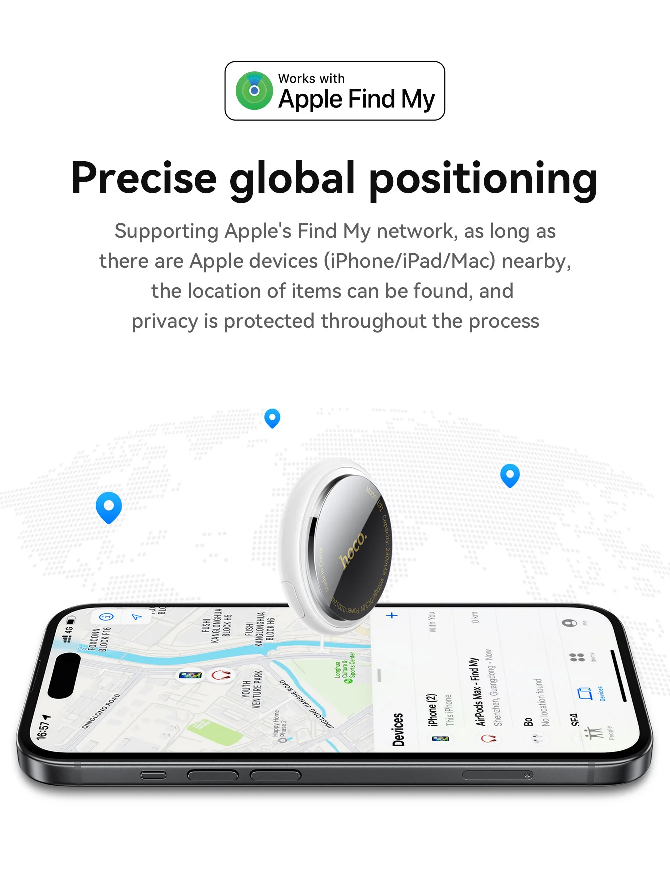 Rastreador Inteligente HOCO E91B Adesivo Compatível com Apple Find My - Imagem 9