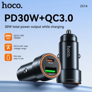 Carregador Veicular HOCO Z57A PD30W + QC3.0