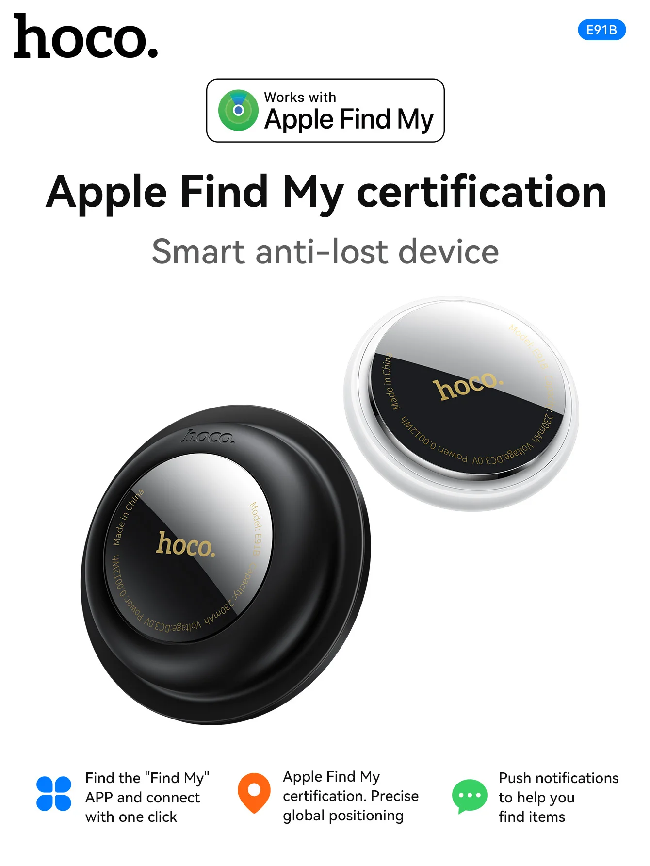 Rastreador Inteligente HOCO E91B Adesivo Compatível com Apple Find My - Imagem 7
