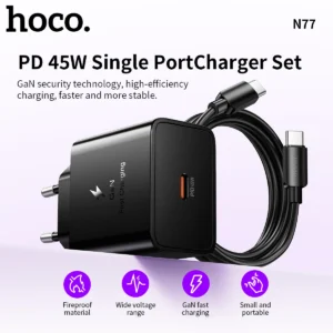 Carregador USB-C GaN 45W HOCO N77 com Cabo Tipo-C