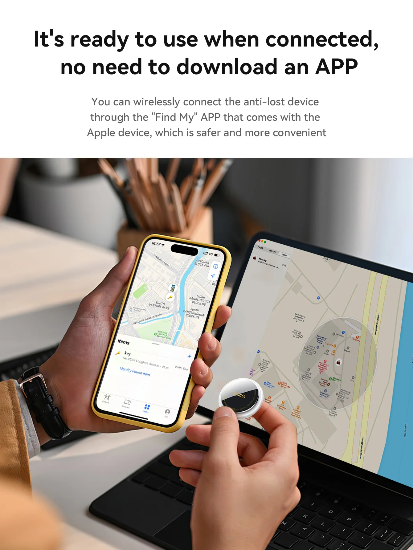 Rastreador Inteligente HOCO E91B Adesivo Compatível com Apple Find My - Imagem 12