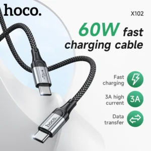 Cabo USB-C para USB-C HOCO X102 60W Carregamento Rápido