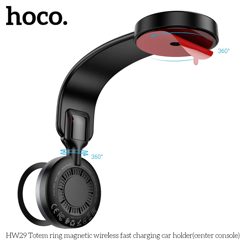 Carregador Veicular Magnético HOCO HW29 Sem Fio 15W - Imagem 6