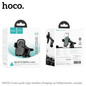 Suporte Veicular com Carregamento HOCO HW32 Sem Fio 15W - Preto
