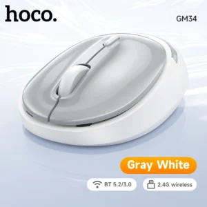 Mouse Sem Fio HOCO GM34 Bluetooth 5.2 + 2.4G Silencioso 1600DPI - Cinza