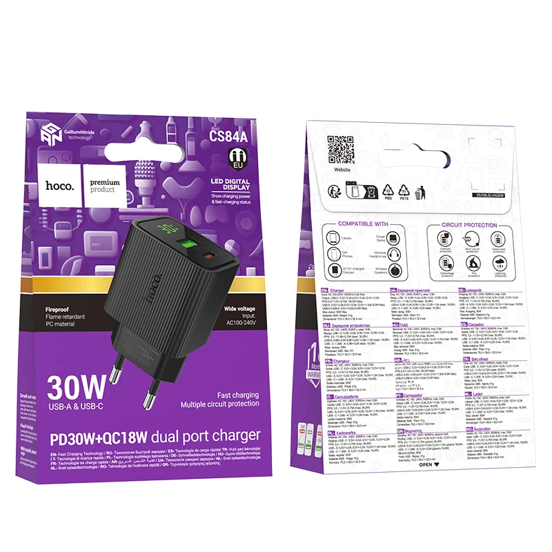 Carregador GaN 30W HOCO CS84A com Display Digital - Imagem 6