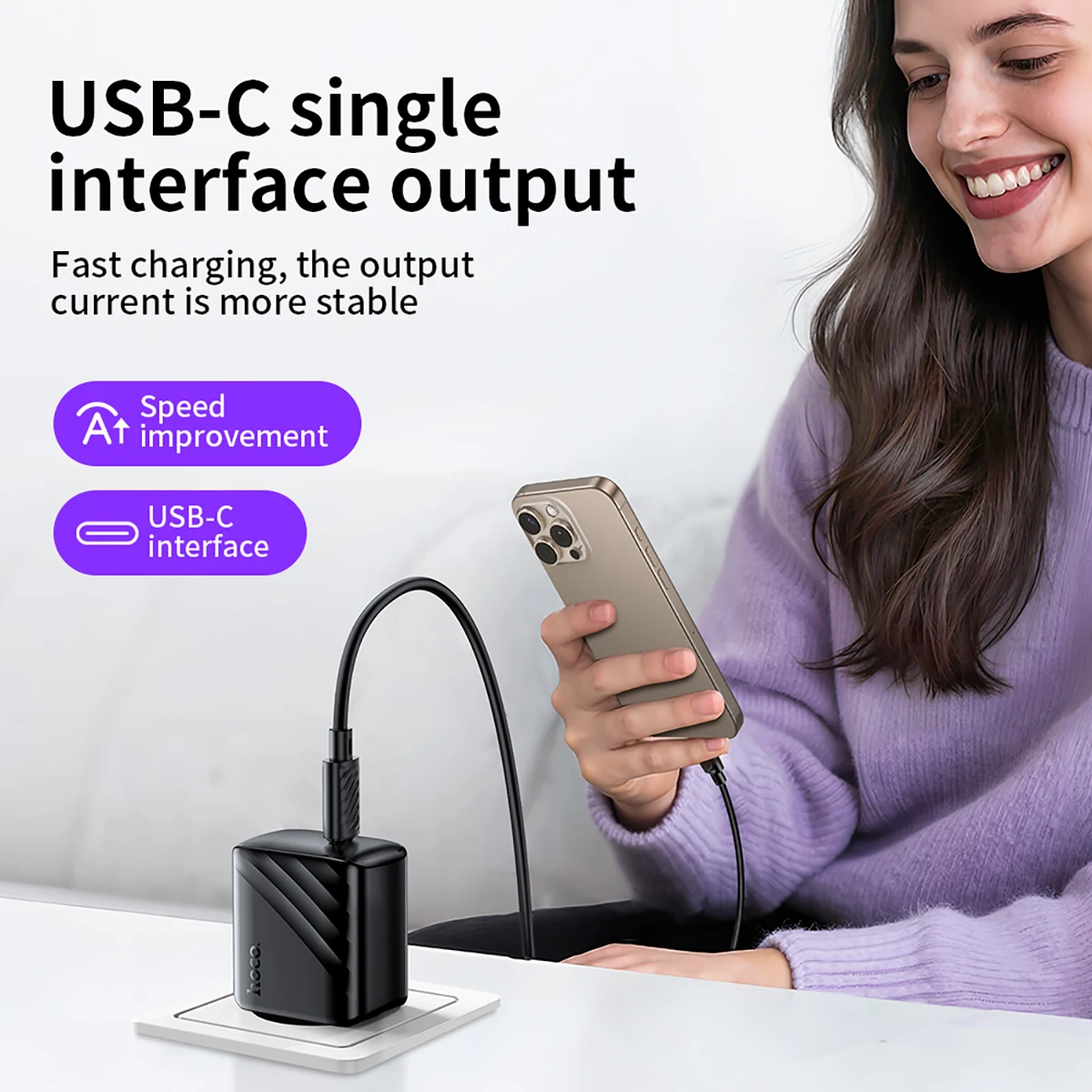 Carregador HOCO CS24A USB-C PD25W com Carregamento Rápido - Imagem 3