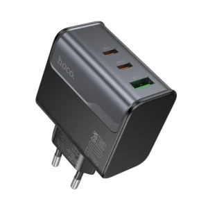Carregador GaN 70W HOCO CS75A com 2 USB-C + USB-A - Tipo de plugue: EU Plugue