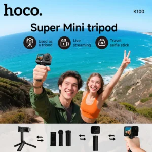 Mini Tripé 3 em 1 HOCO K100 para Celular e Câmeras de Ação