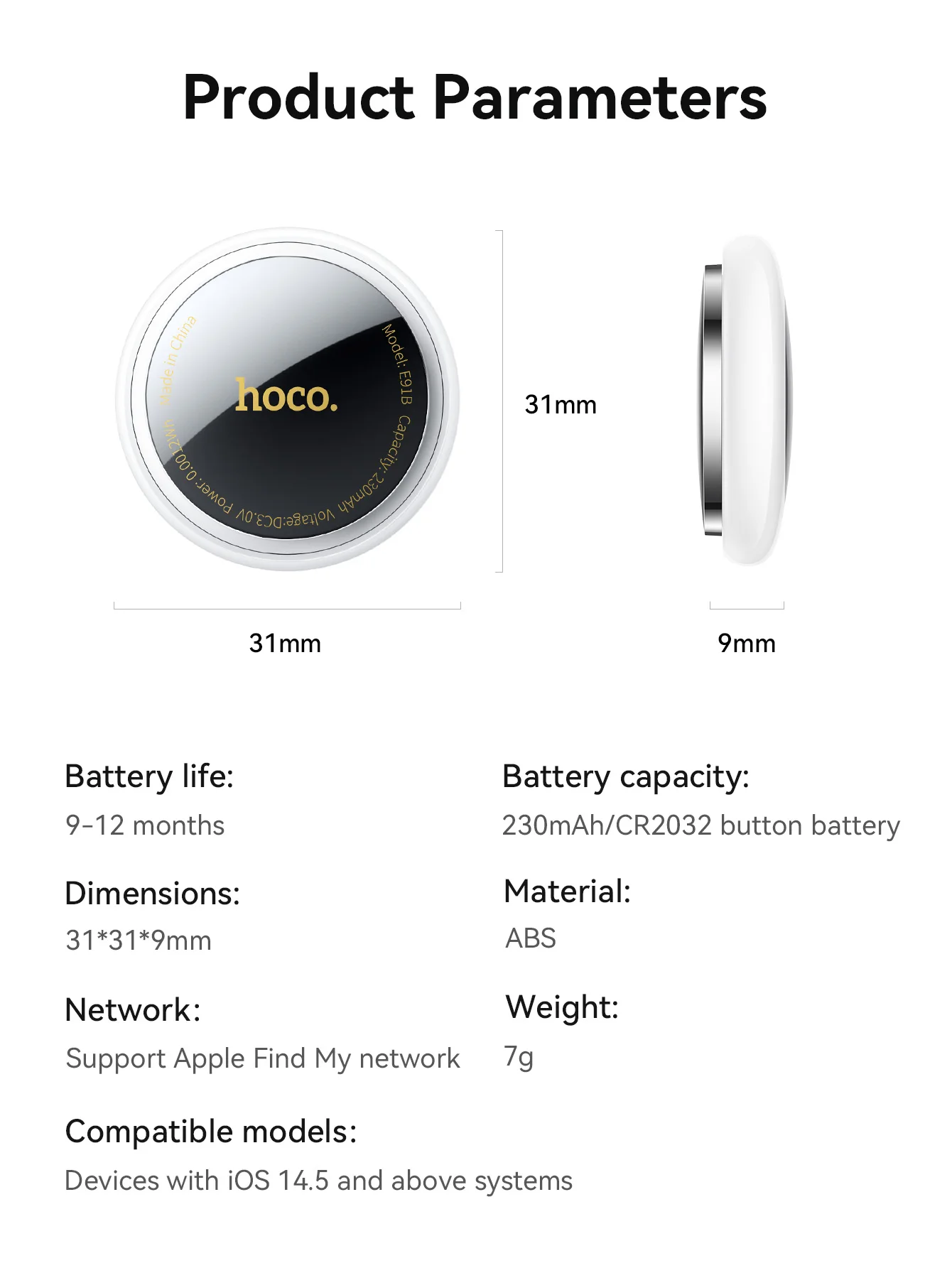 Rastreador Inteligente HOCO E91B Adesivo Compatível com Apple Find My - Imagem 18