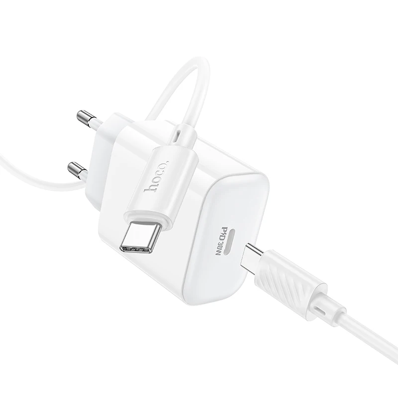 Carregador USB-C PD 30W Turbo HOCO C76A Pro - Tipo de plugue: Com cabo CC
