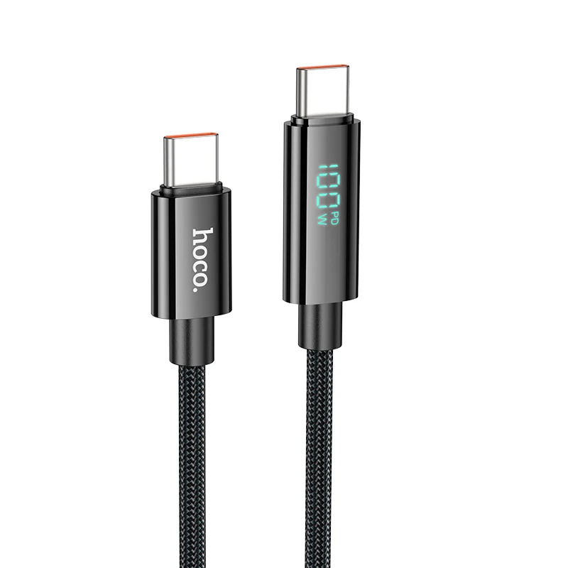 HOCO U125 Cabo USB-C para USB-C 100W com Display Digital LED - Preto