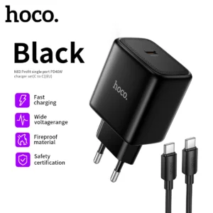 Carregador USB-C GaN HOCO N83 60W com Cabo Tipo-C - Tipo de plugue: UE