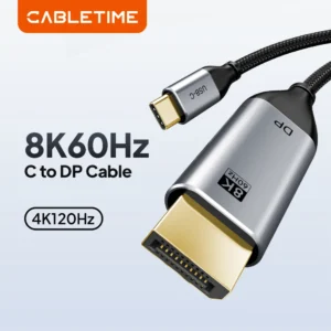 Cabo Cabletime USB-C para DisplayPort DP 1.4 8K 60Hz 4K 144Hz