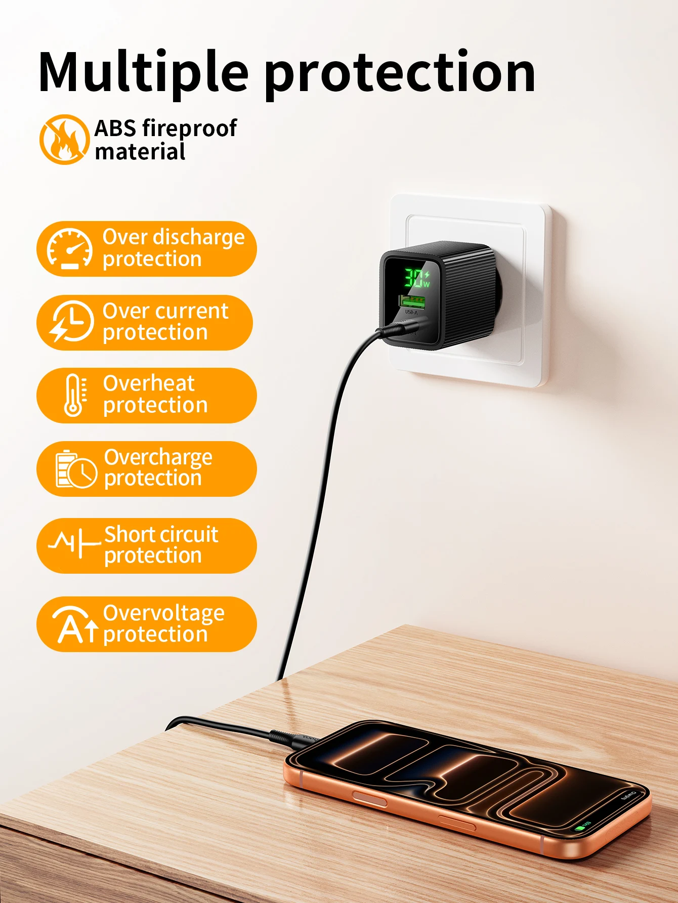 Carregador GaN 30W HOCO CS84A com Display Digital - Imagem 10