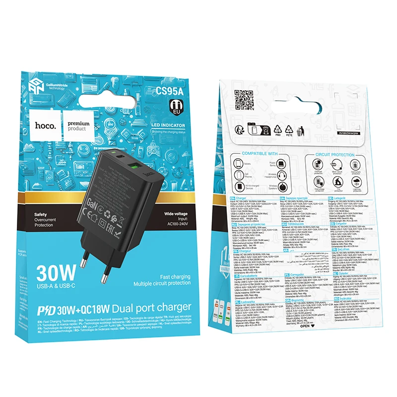 Kit Carregador Turbo HOCO CS95A GaN 30W com Cabo USB-C - Imagem 3