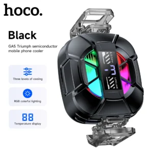 Cooler Magnético HOCO GA5 para Celular com Display Digital e RGB - Preto
