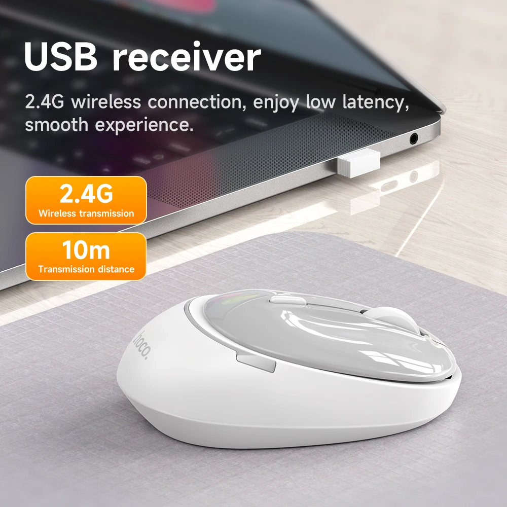 Mouse Sem Fio HOCO GM34 Bluetooth 5.2 + 2.4G Silencioso 1600DPI - Imagem 2