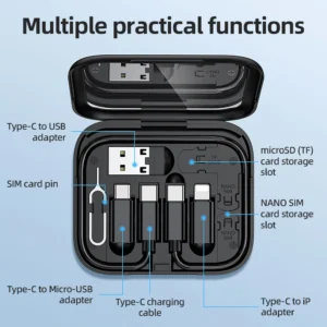 Kit Multifuncional HOCO U114 60W com Cabo Retrátil e Adaptadores