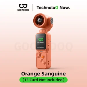 Câmera Portátil GOOJODOQ GFS025 com Ventilador Turbo e Gimbal 180° - Laranja